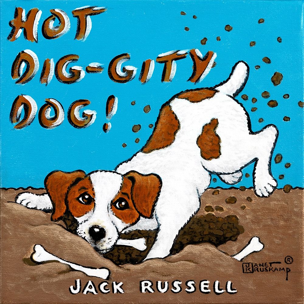 Hot Dig-Gity Dog art print by Janet Kruskamp for $57.95 CAD
