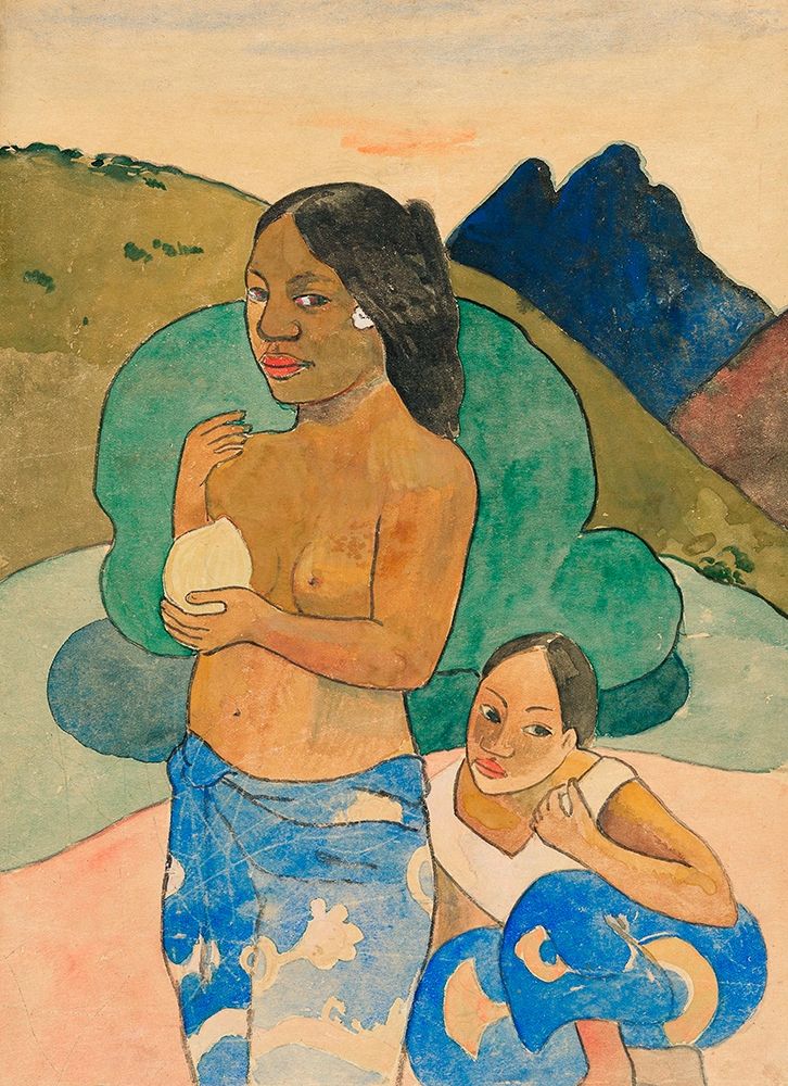 Two Tahitian Women in a Landscape art print by Paul Gauguin for $57.95 CAD