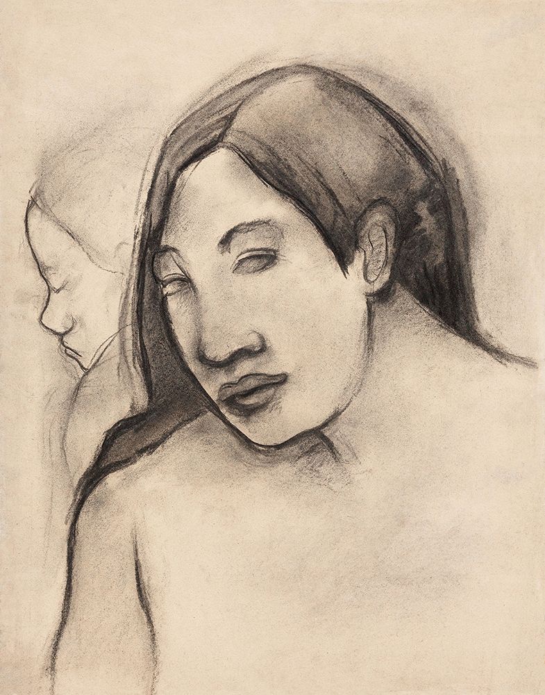 Heads of Tahitian Women, Frontal and Profile Views art print by Paul Gauguin for $57.95 CAD