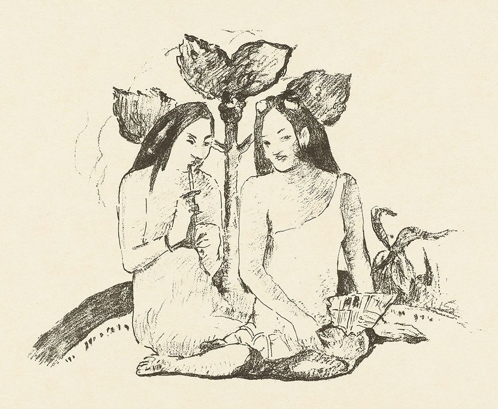 Two Sitting Maori Women art print by Paul Gauguin for $57.95 CAD