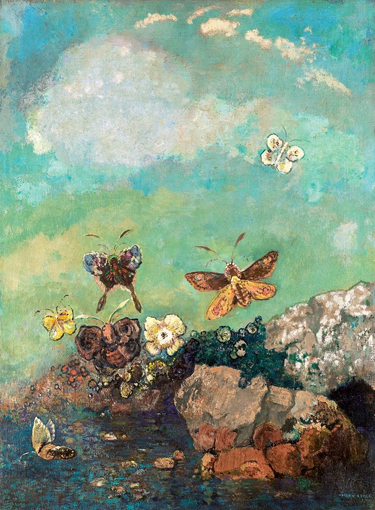 Butterflies art print by Odilon Redon for $57.95 CAD