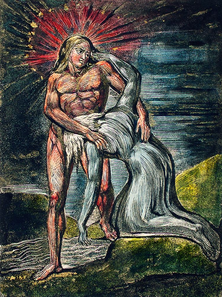 Two figures illustration from Milton art print by William Blake for $57.95 CAD