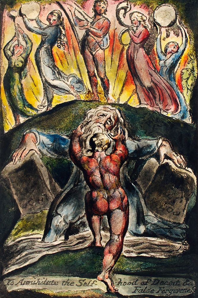 To annihilate the self-hood of deceit and false forgiveness from Milton art print by William Blake for $57.95 CAD