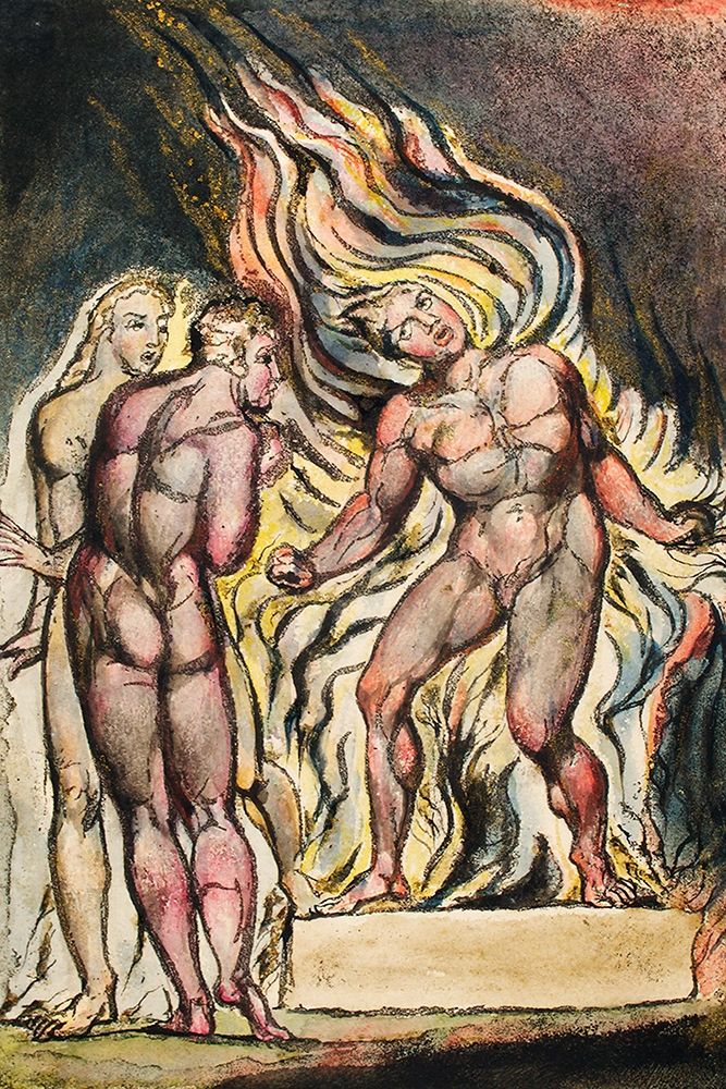 Los and Enitharmon knew that the Satan is Urizen from Milton art print by William Blake for $57.95 CAD