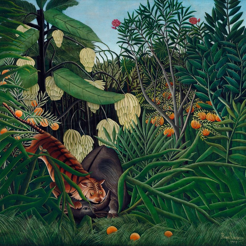 Fight between a Tiger and a Buffalo 1908 art print by Henri Rousseau for $57.95 CAD