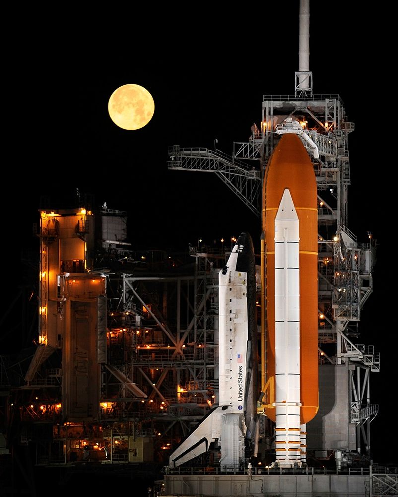 Shuttle Discovery With Moon art print by NASA for $57.95 CAD