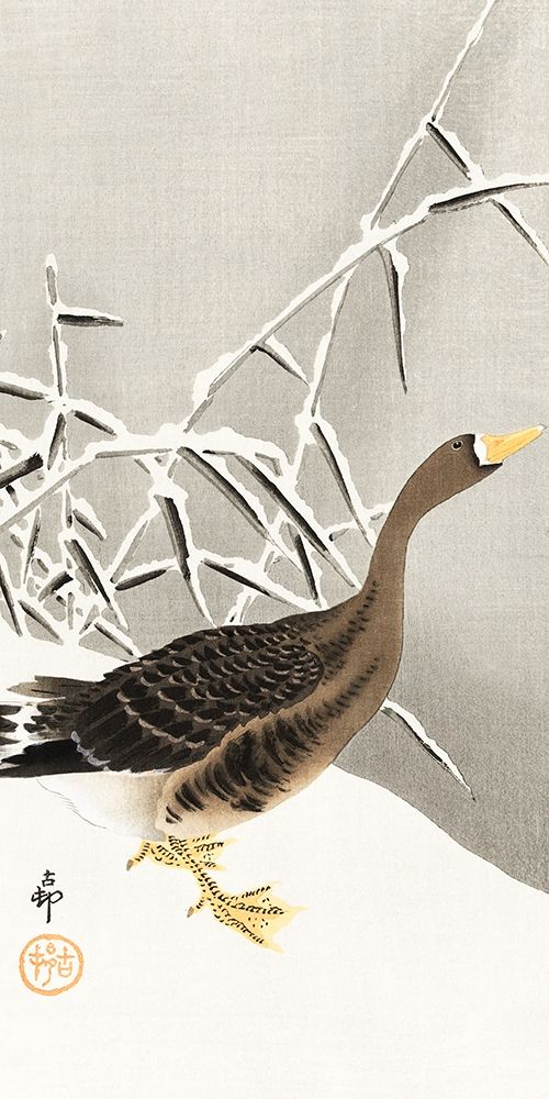 White-fronted goose in the snow art print by Ohara Koson for $57.95 CAD