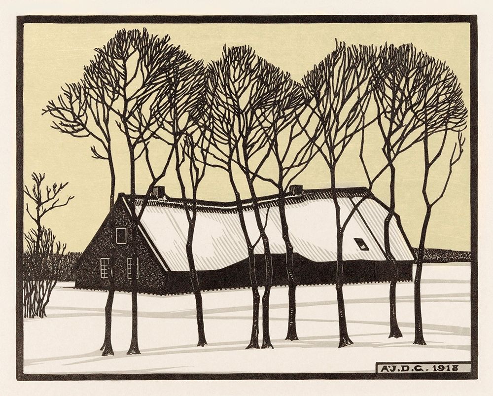 Farm in the snow art print by Julie De Graag for $57.95 CAD