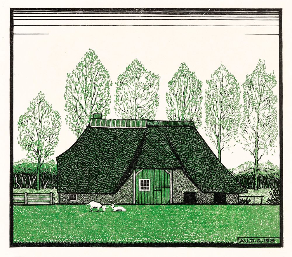 Farmhouse with thatched roof art print by Julie De Graag for $57.95 CAD