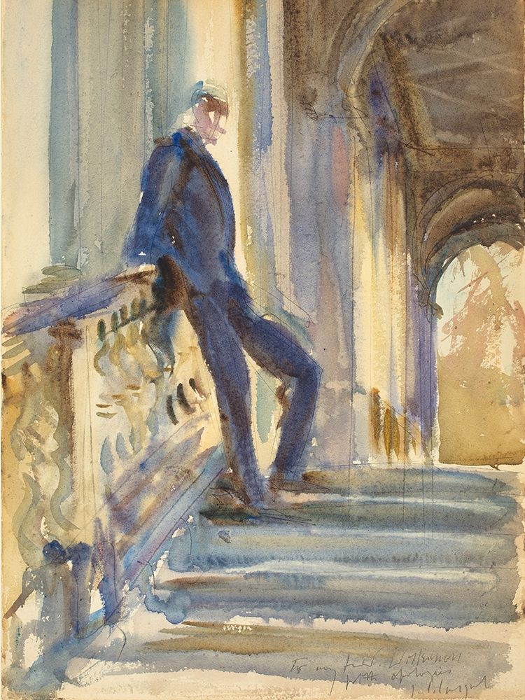 Sir Neville Wilkinson on the Steps of the Palladian Bridge at Wilton House art print by John Singer Sargent for $57.95 CAD
