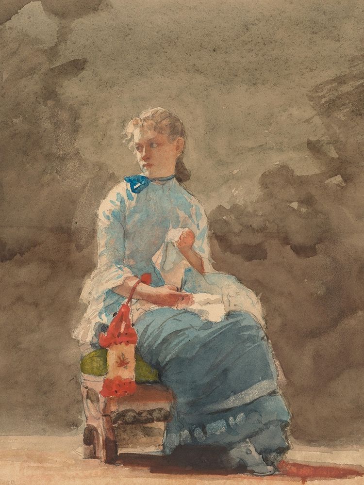 Young Woman Sewing art print by Winslow Homer for $57.95 CAD