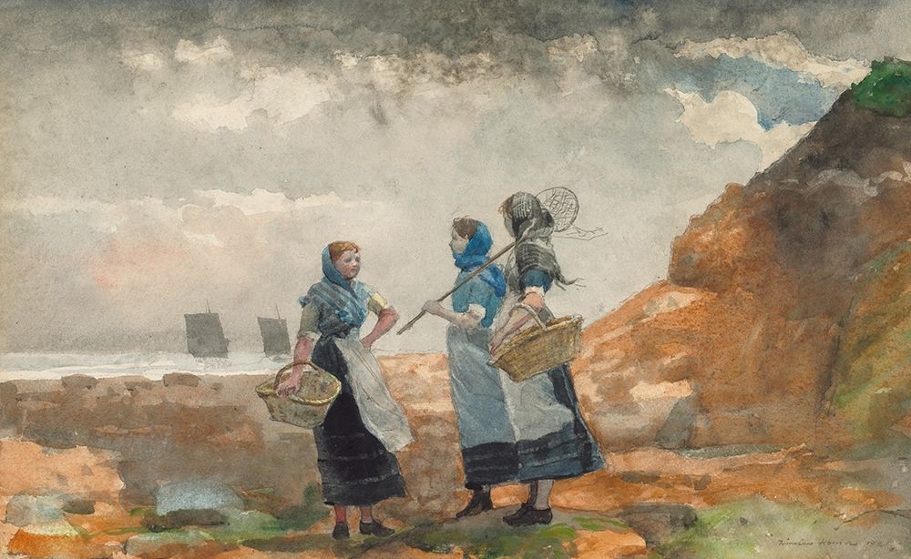 Three Fisher Girls, Tynemouth art print by Winslow Homer for $57.95 CAD