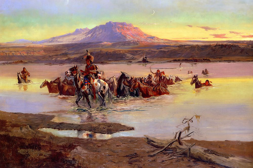 Fording the Horse Herd art print by Charles Marion Russell for $57.95 CAD