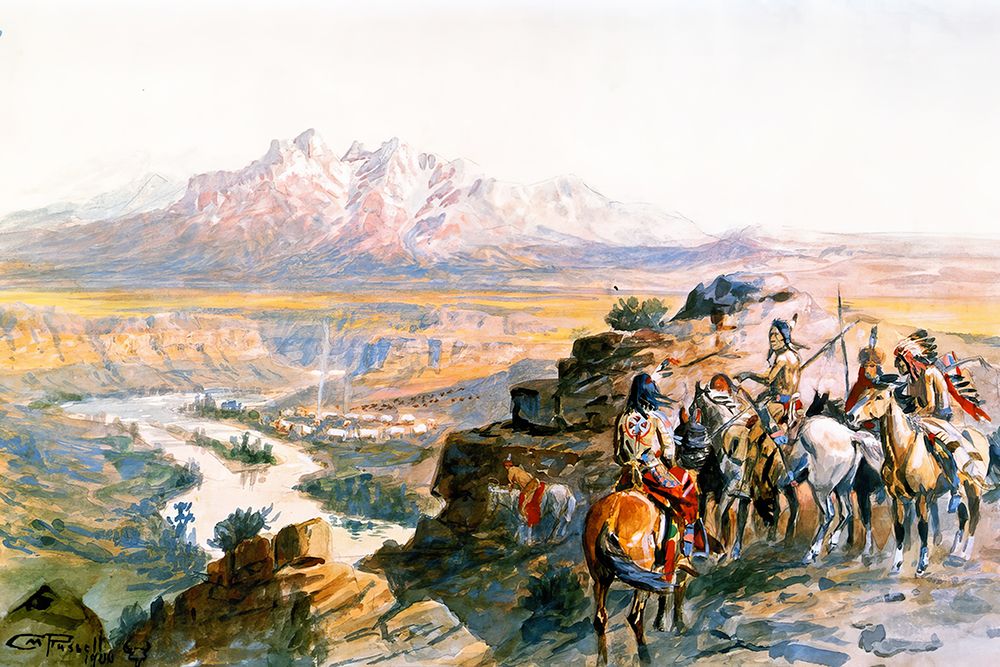 Planning the Attack on the Wagon Train art print by Charles Marion Russell for $57.95 CAD