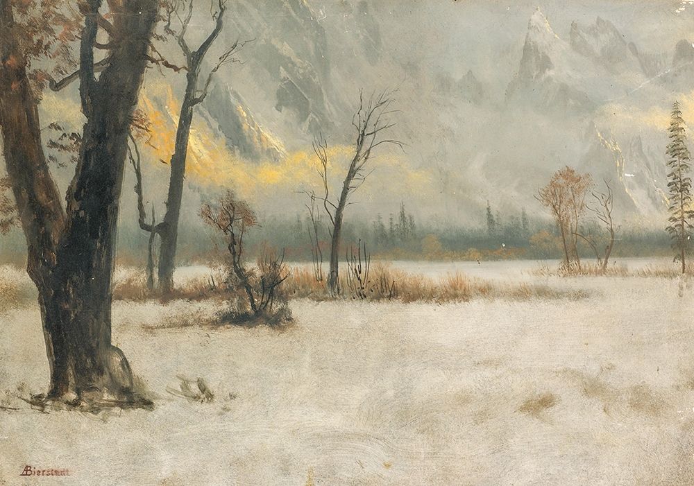 Winter landscape art print by Albert Bierstadt for $57.95 CAD