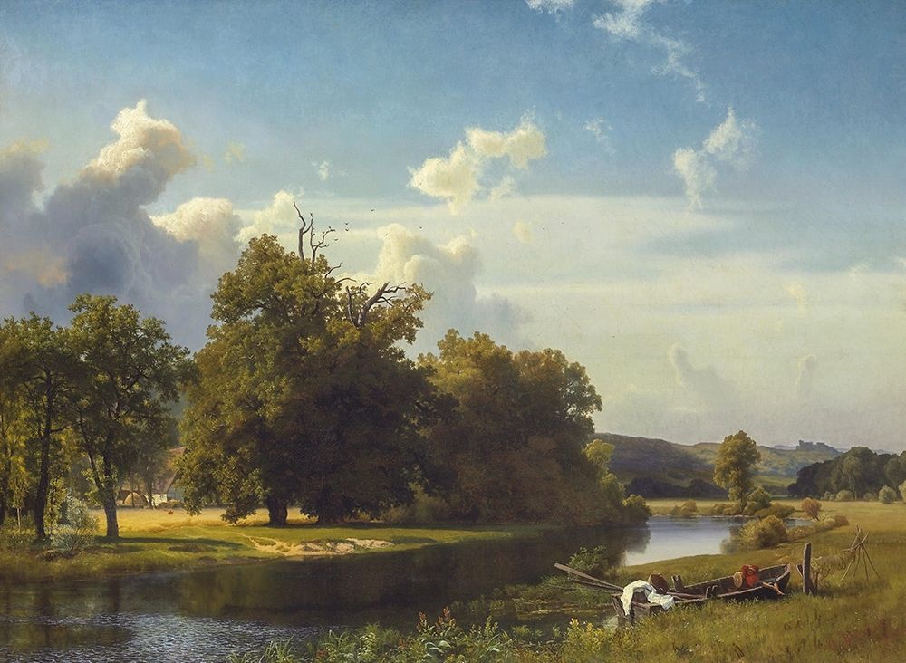 A River Landscape, Westphalia art print by Albert Bierstadt for $57.95 CAD