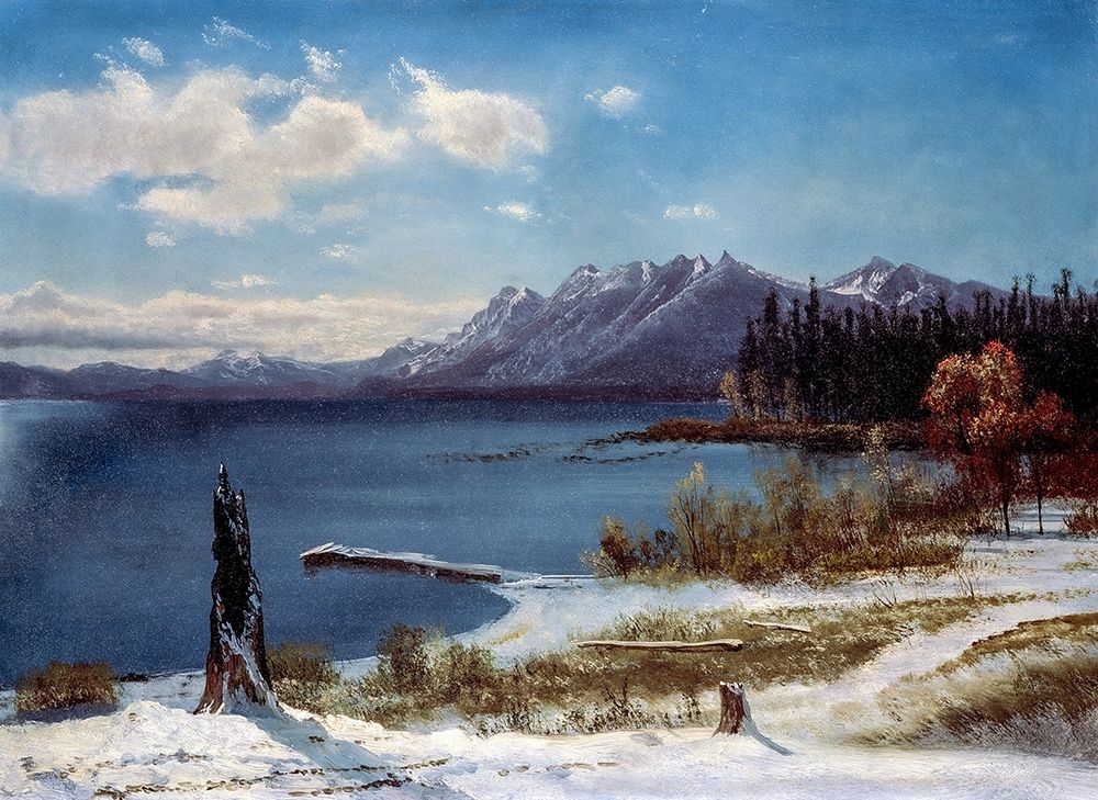 Lake Tahoe in winter art print by Albert Bierstadt for $57.95 CAD