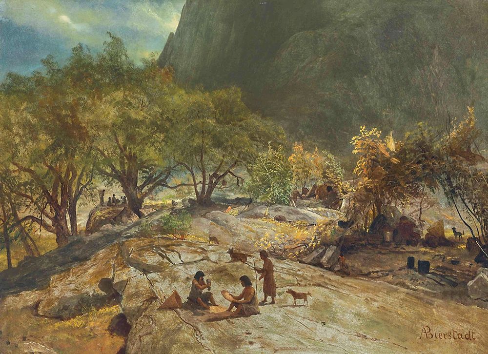 Mariposa Indian Encampment, Yosemite Valley, California art print by Albert Bierstadt for $57.95 CAD