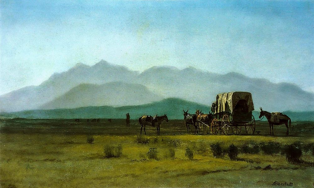 Surveyorâ€™s Wagon in the Rockies art print by Albert Bierstadt for $57.95 CAD