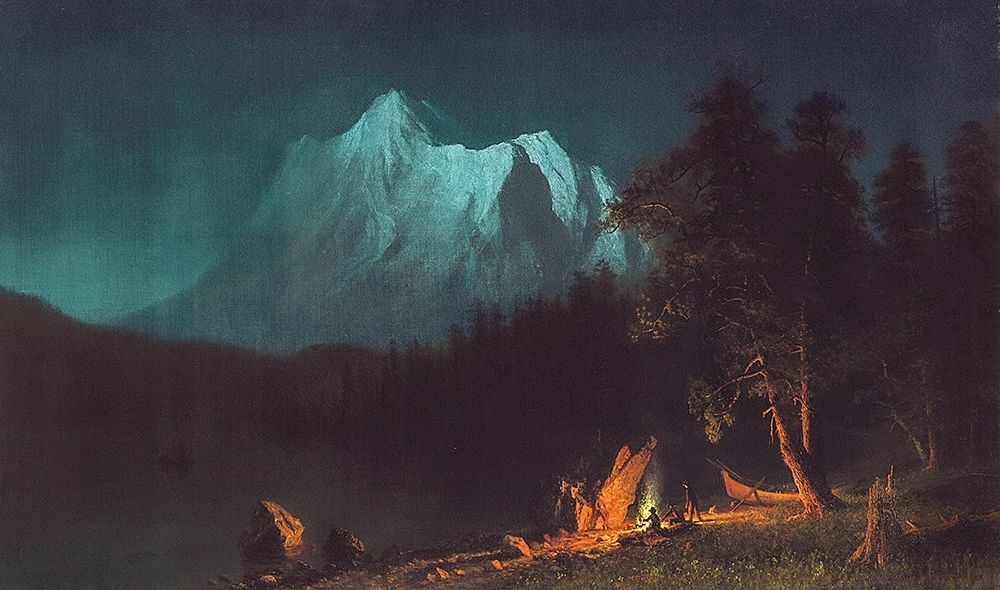 Mountainous Landscape by Moonlight art print by Albert Bierstadt for $57.95 CAD