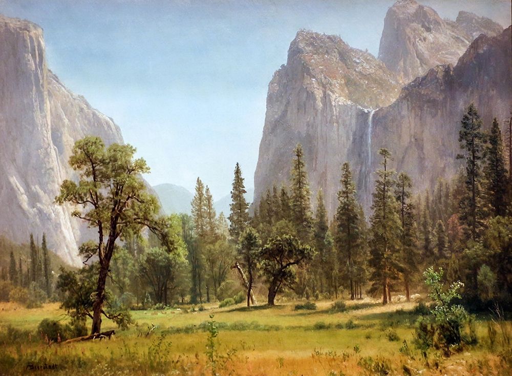 Bridal Veil Falls, Yosemite Valley, California art print by Albert Bierstadt for $57.95 CAD