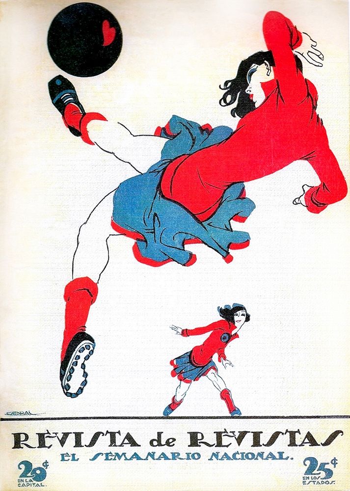 Mexican Magazine Cover 1920 Womens Soccer art print by Ernesto Garcia Cabral for $57.95 CAD