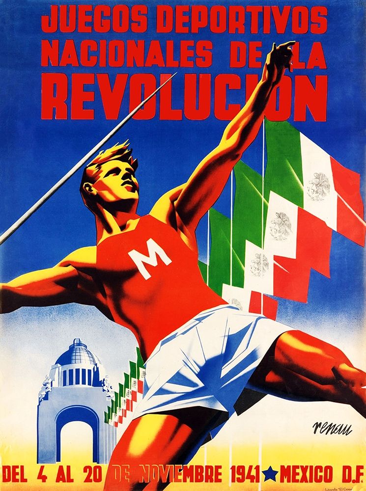 Juegos Deportivos Nacionales de la Revolucion, Mexico art print by Josep Renau Montoro for $57.95 CAD