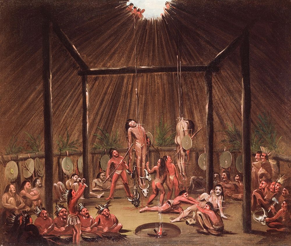 The Cutting Scene, Mandan O kee pa Ceremony art print by George Catlin for $57.95 CAD