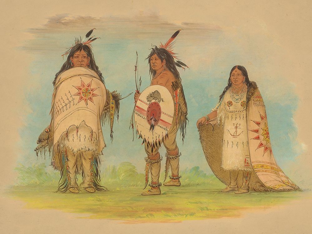 Three Riccarree Indians, 1861 art print by George Catlin for $57.95 CAD