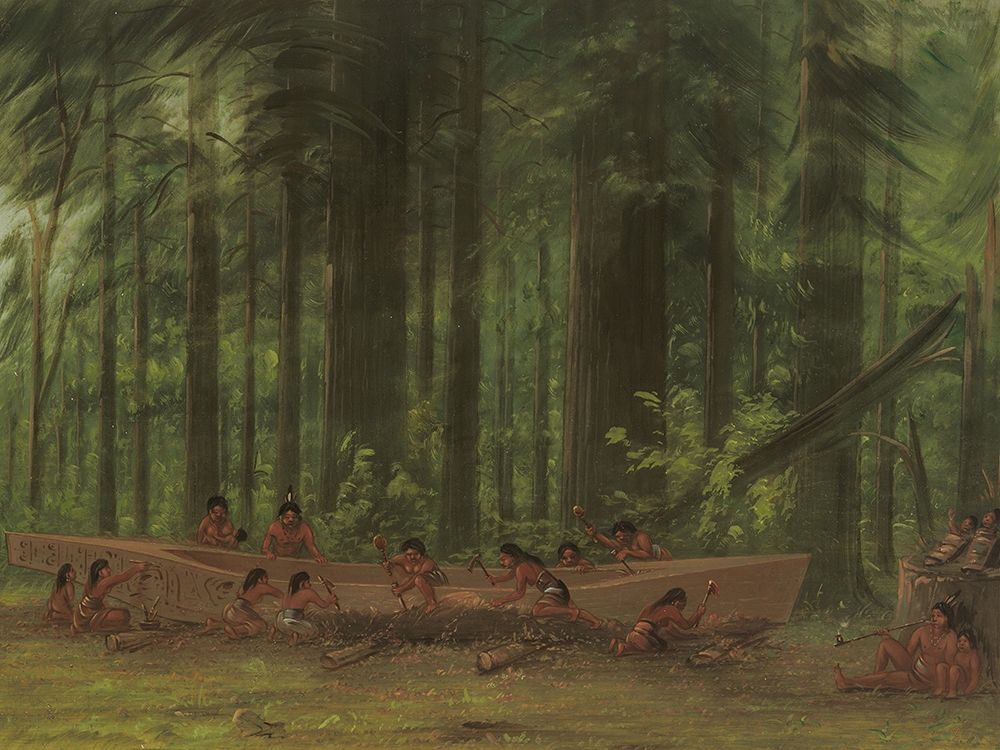 Excavating a Canoe Nayas Indians art print by George Catlin for $57.95 CAD