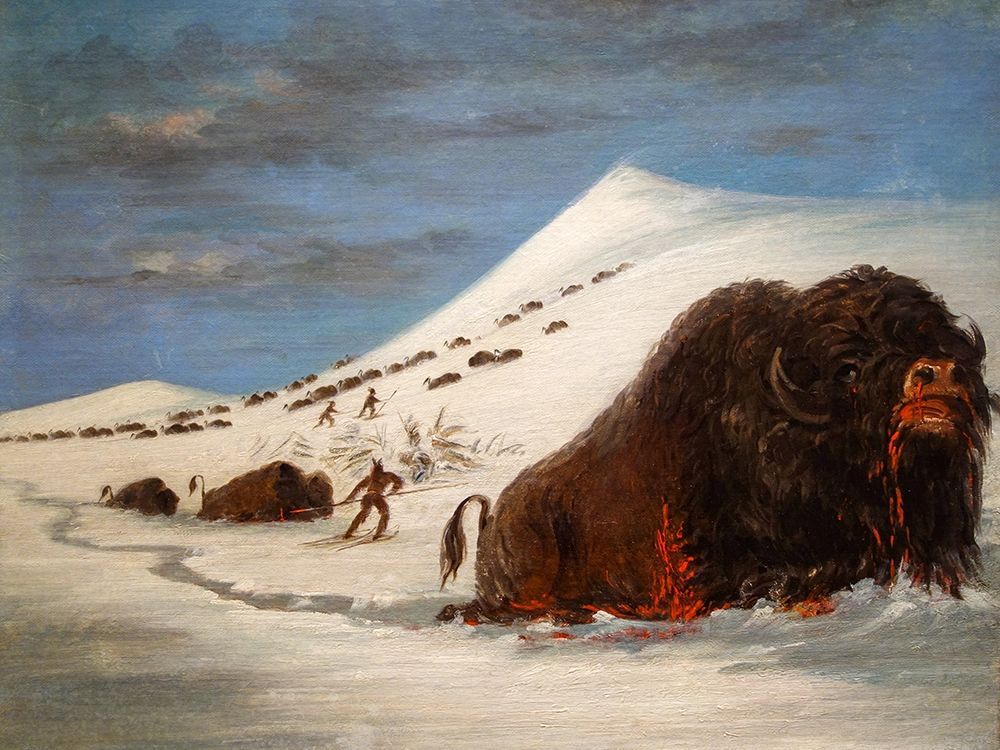 Buffalo Hunt in Snow Shoes art print by George Catlin for $57.95 CAD