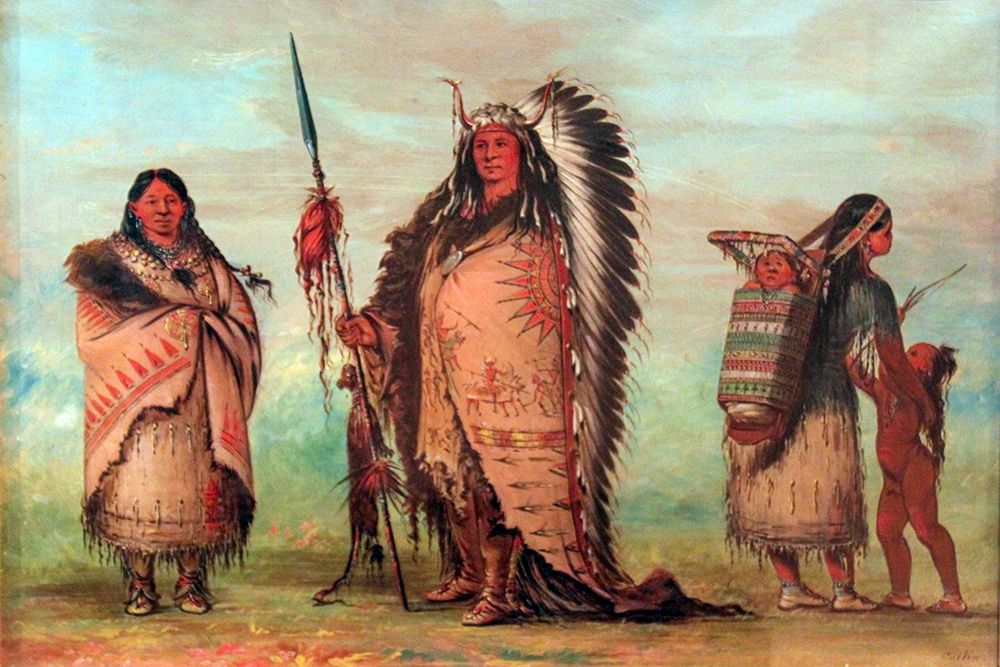 Sioux, Black Rock with family art print by George Catlin for $57.95 CAD