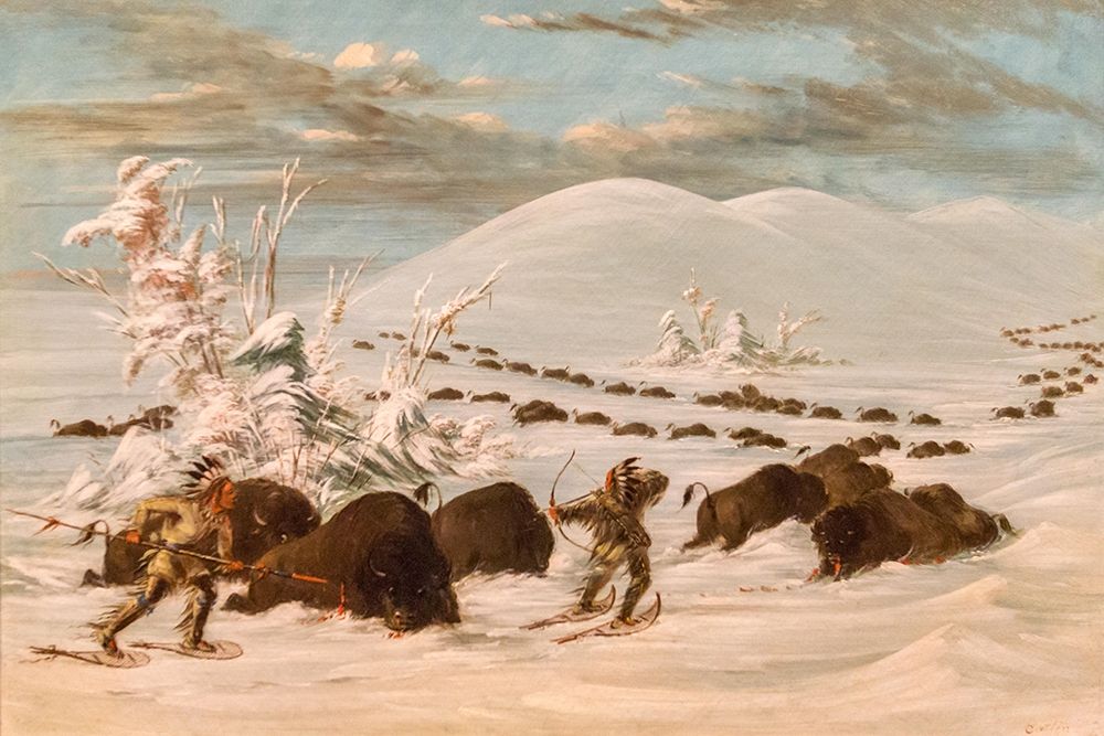 Winter Sport of Killing Buffalo art print by George Catlin for $57.95 CAD