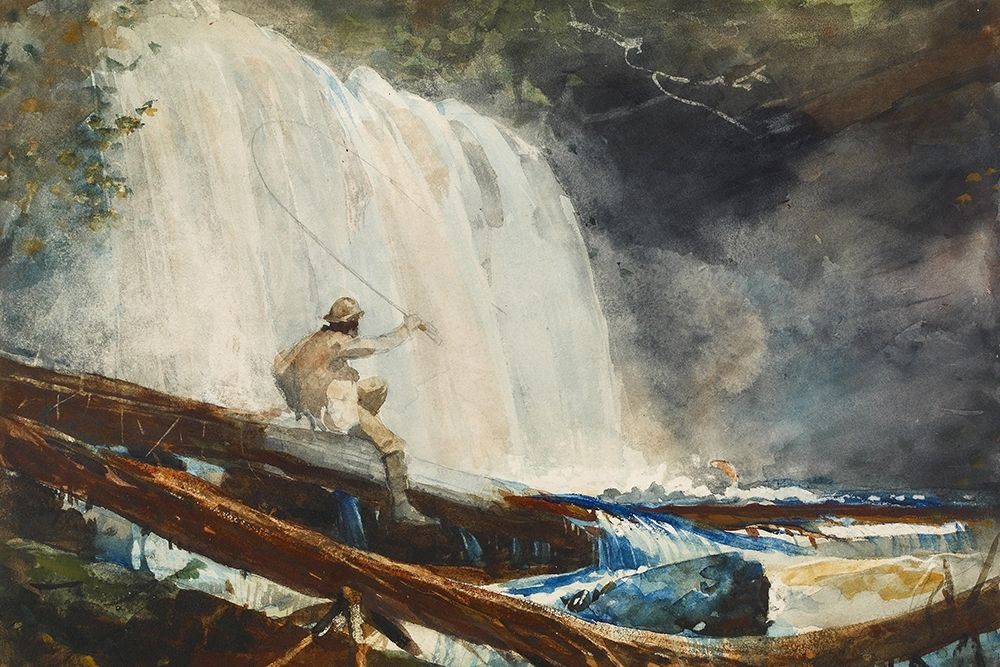 Waterfall in the Adirondacks art print by Winslow Homer for $57.95 CAD