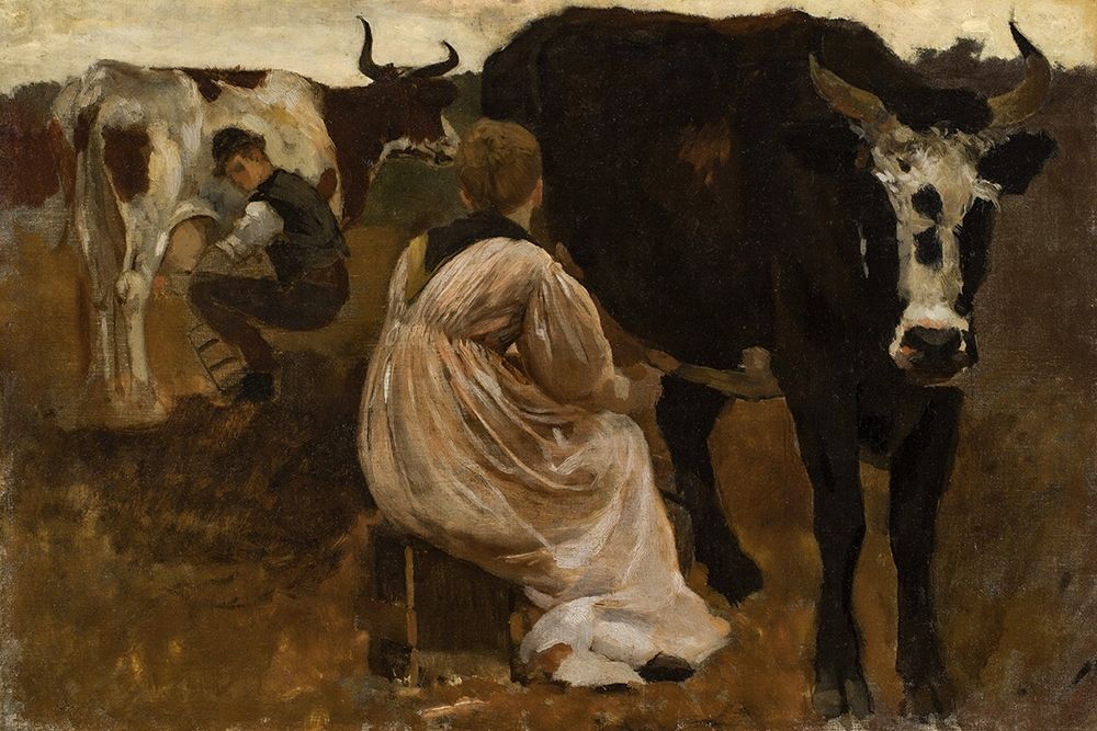 Milking art print by Winslow Homer for $57.95 CAD