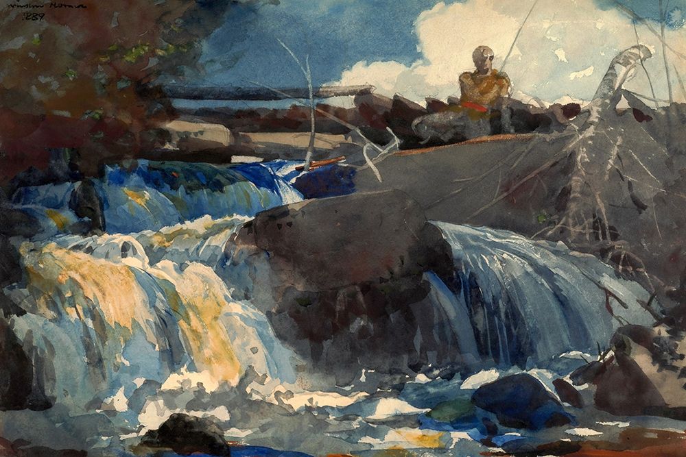 Casting in the Falls art print by Winslow Homer for $57.95 CAD