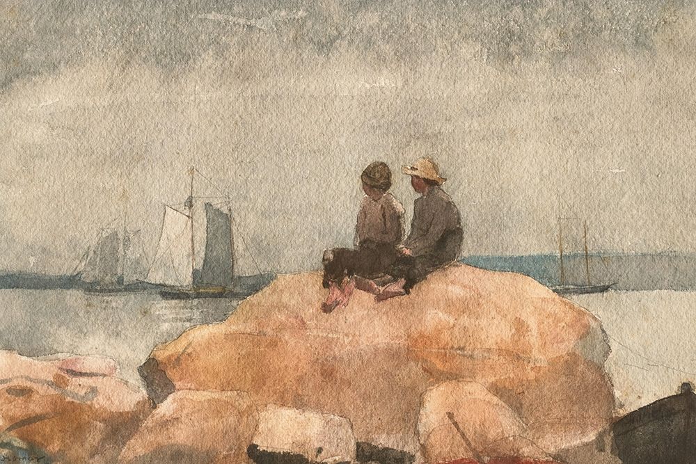 Two Boys Watching Schooners art print by Winslow Homer for $57.95 CAD