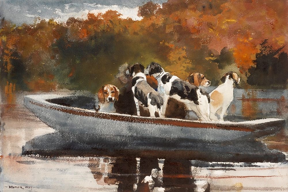 Hunting Dogs in BoatÂ  art print by Winslow Homer for $57.95 CAD
