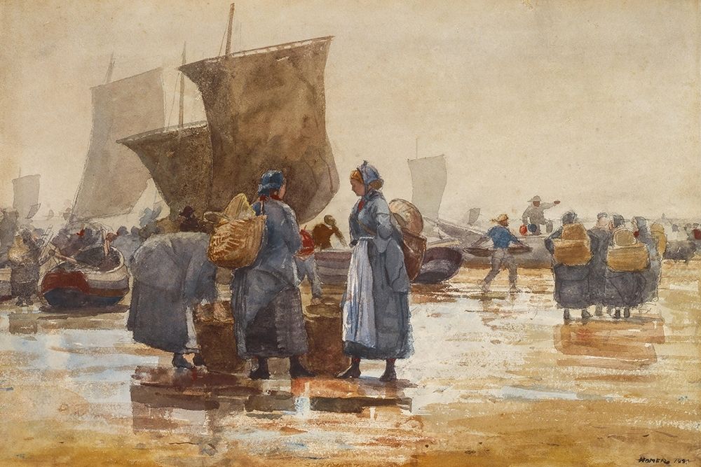 Fisherfolk on the Beach at Cullercoats art print by Winslow Homer for $57.95 CAD