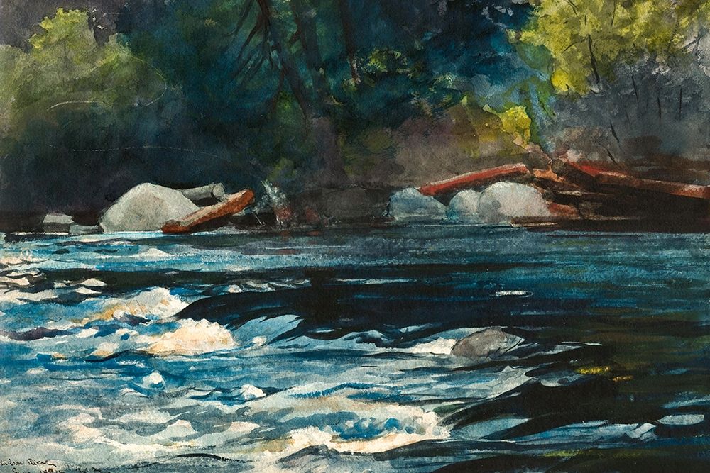 The Rapids, Hudson River, Adirondacks art print by Winslow Homer for $57.95 CAD