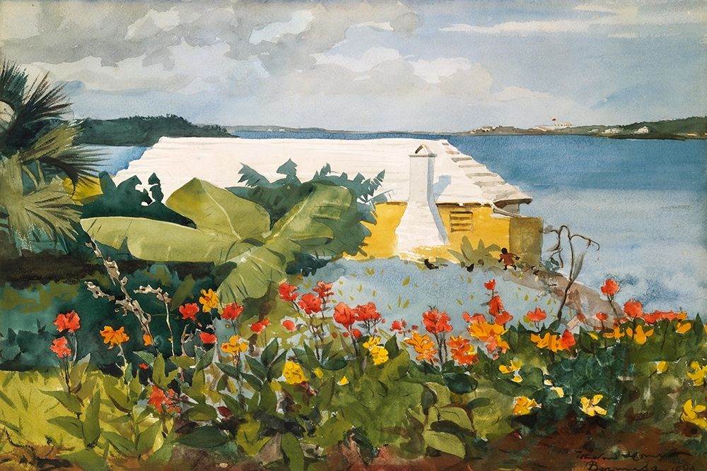 Flower Garden and Bungalow, Bermuda art print by Winslow Homer for $57.95 CAD