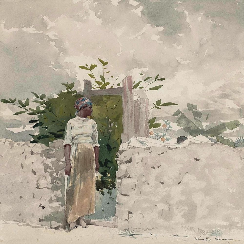Woman Standing by a Gate, Bahamas art print by Winslow Homer for $57.95 CAD