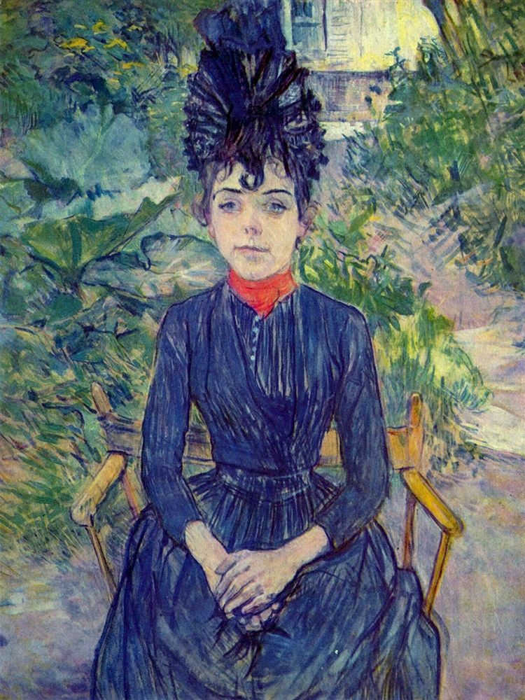 Woman seated in M. Forests Garden, Justine Dieuhl art print by Henri de Toulouse-Lautrec for $57.95 CAD