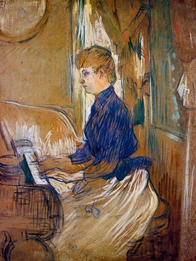 At the Piano Madame Juliette Pascal in the Salon of the Chateau de Malrome art print by Henri de Toulouse-Lautrec for $57.95 CAD