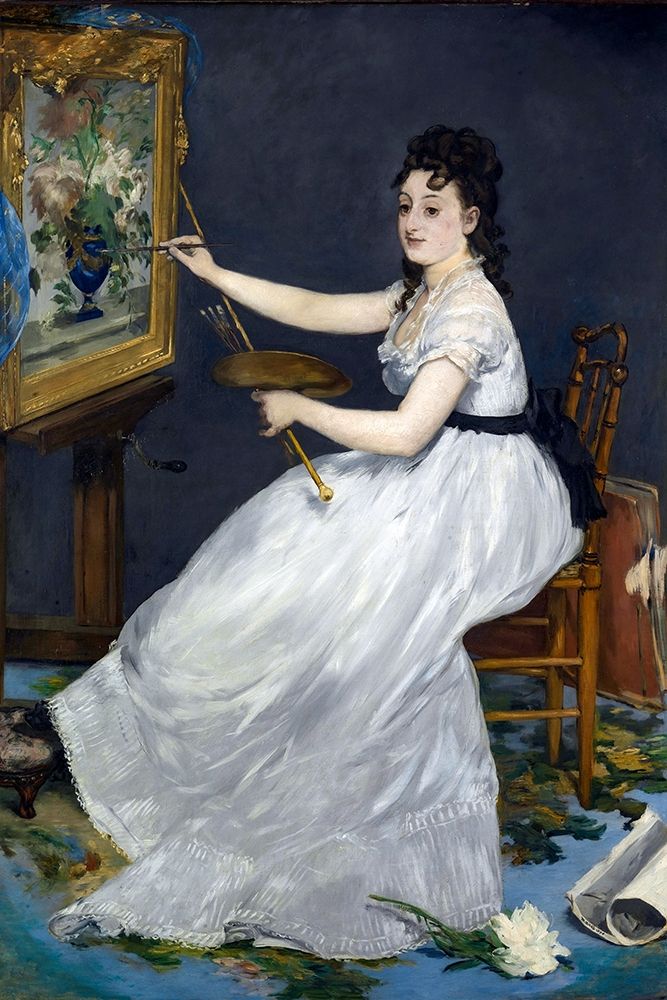 Portrait of Eva Gonzales in Manets studio art print by Edouard Manet for $57.95 CAD