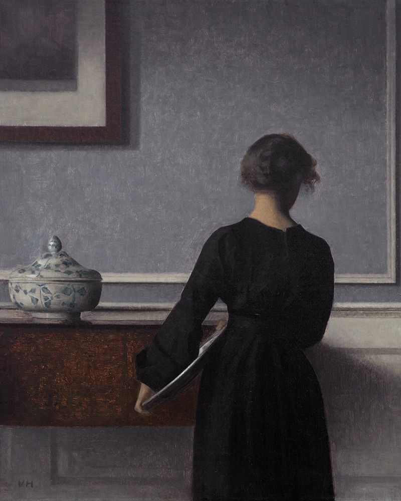 Interior with Young Woman Seen from the Back art print by Vilhelm Hammershoi for $57.95 CAD