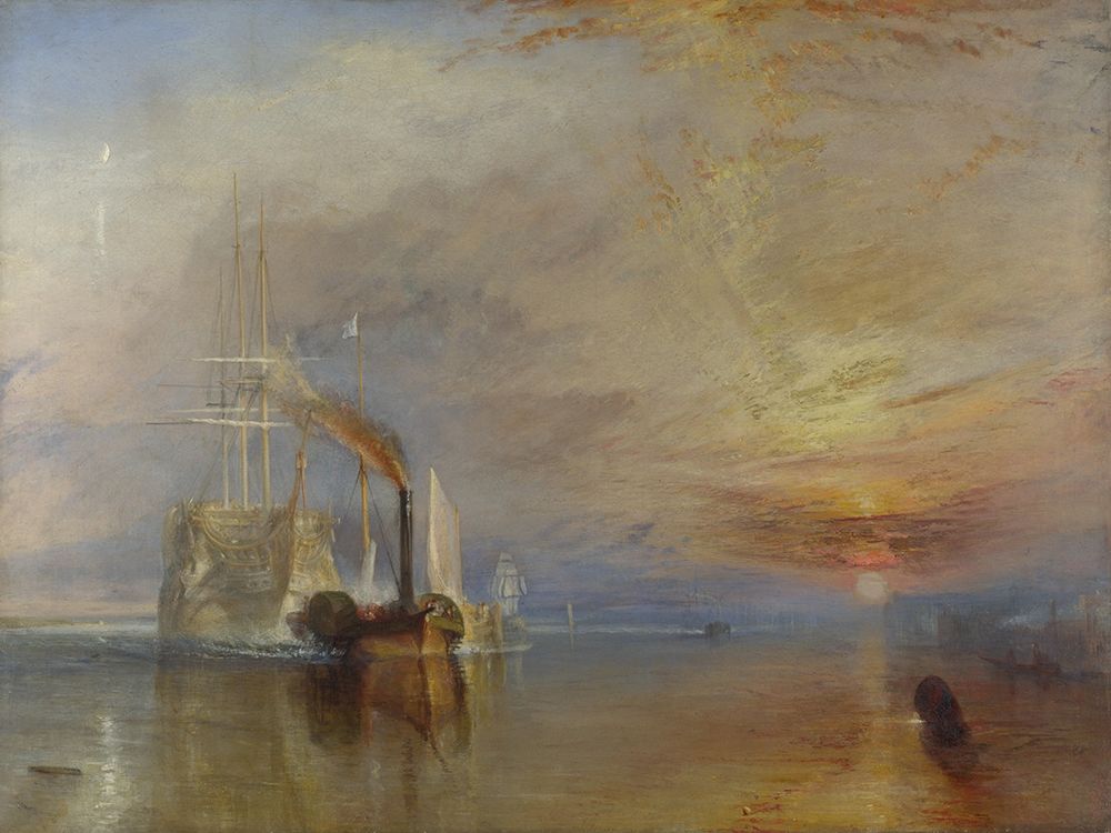 The Fighting Temeraire tugged to her last berth to be broken up art print by JMW Turner for $57.95 CAD