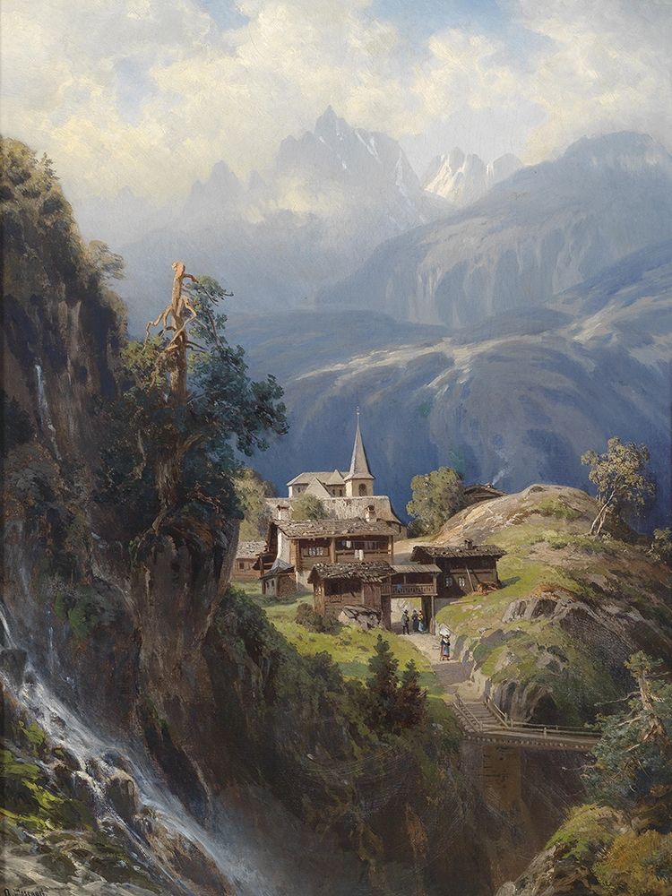 Village in the Bernese Alps art print by Adolf Mosengel for $57.95 CAD