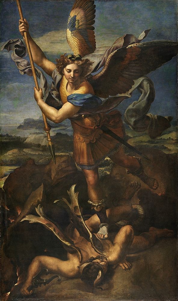 St. Michael Vanquishing Satan art print by Raphael for $57.95 CAD