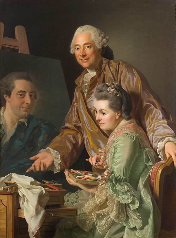 Self-portrait with his wife, Marie-Suzanne Giroust, painting Henrik Wilhelm Peill art print by Alexander Roslin for $57.95 CAD